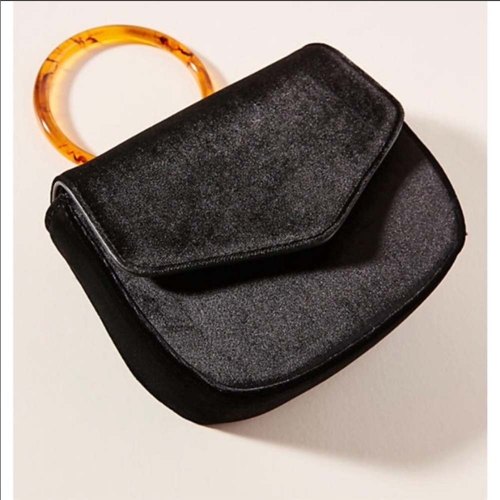 NWT Anthropologie Lucite-Handle Black Bag